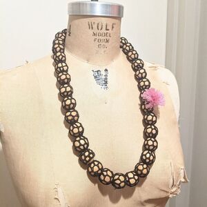Barney's Crochet and wood bead necklace